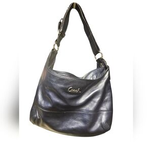 COACH #F17489 Blue Shimmer Leather East/West Duffle Double Strap